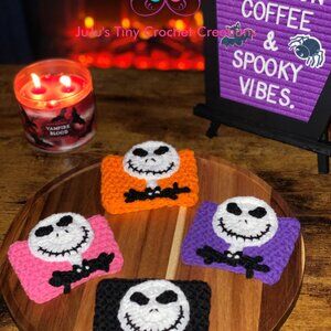 Halloween Purple Skeleton with Bat Tie Coffee Cup Cozy - Reusable & Sustainable